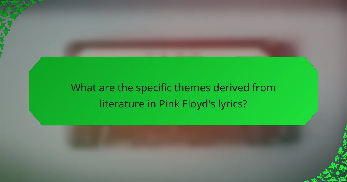 What are the specific themes derived from literature in Pink Floyd's lyrics?